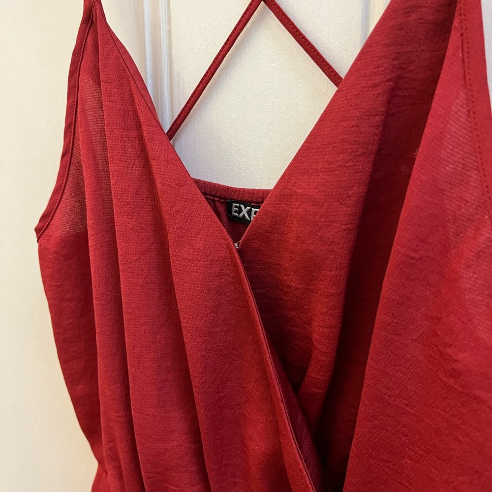 Express Ruby Red Crisscross Back Wrap Top - image 2